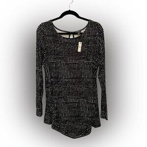 NWT Talbots Black and White Patterned Top w Side Ruching | NWT | 1X